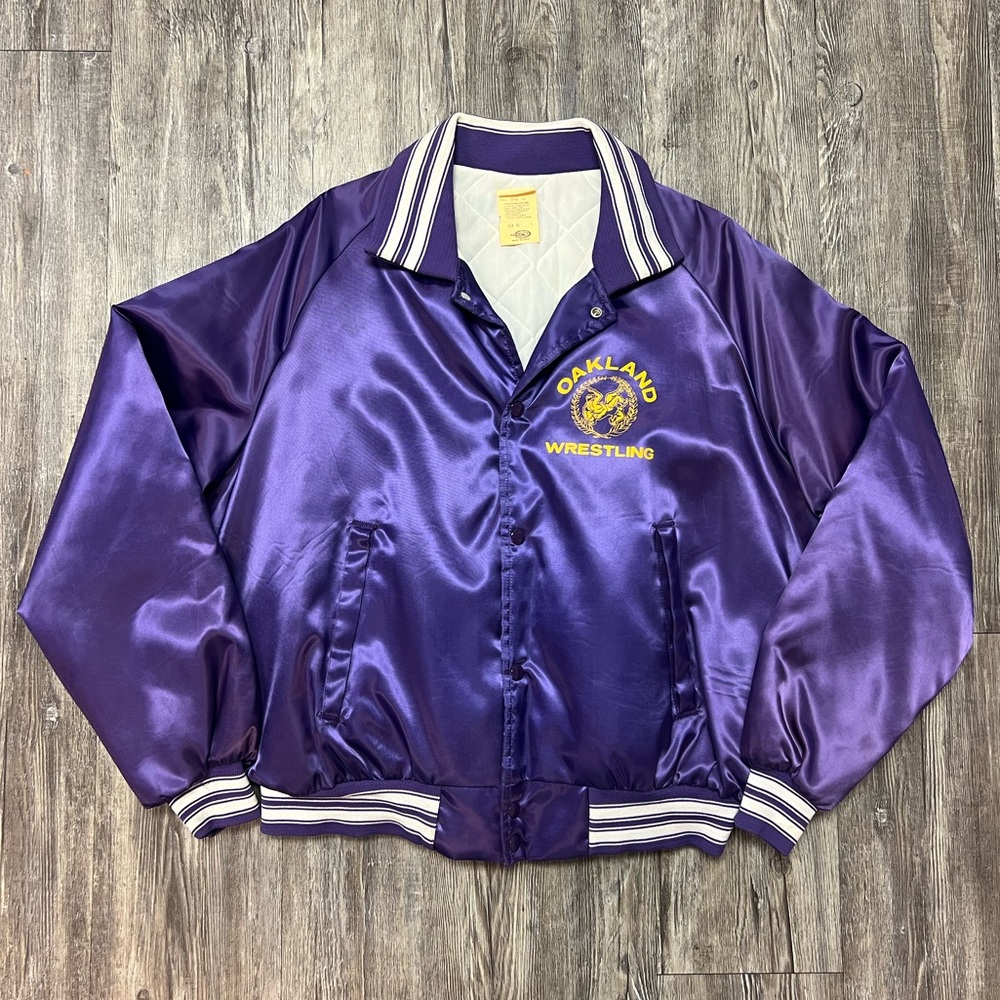 VINTAGE 70’s 80’s NASCO Letterman Varsity Bomber Oakland Wrestling Nylon jacket